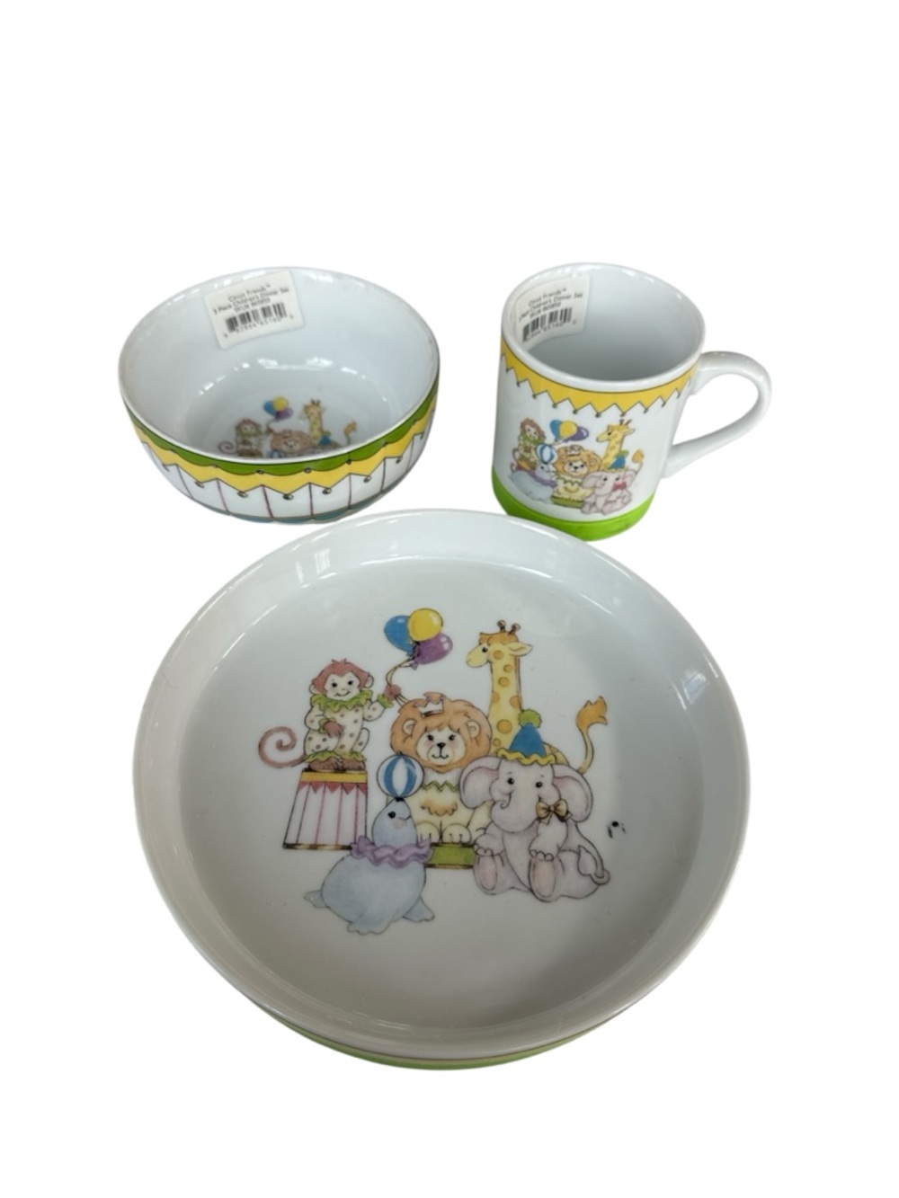 Lenox Circus Friends 3-piece Children’s Kids Dinner Set Animals Plate Cup Bowl